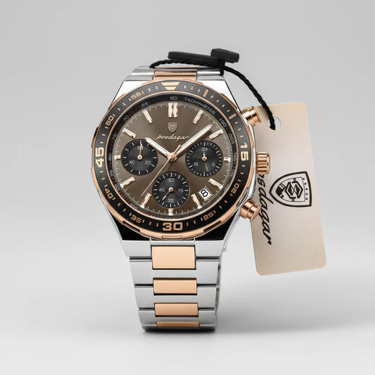 Business Chronograph Watch – Stainless Steel, Luminous Dial, Date Display