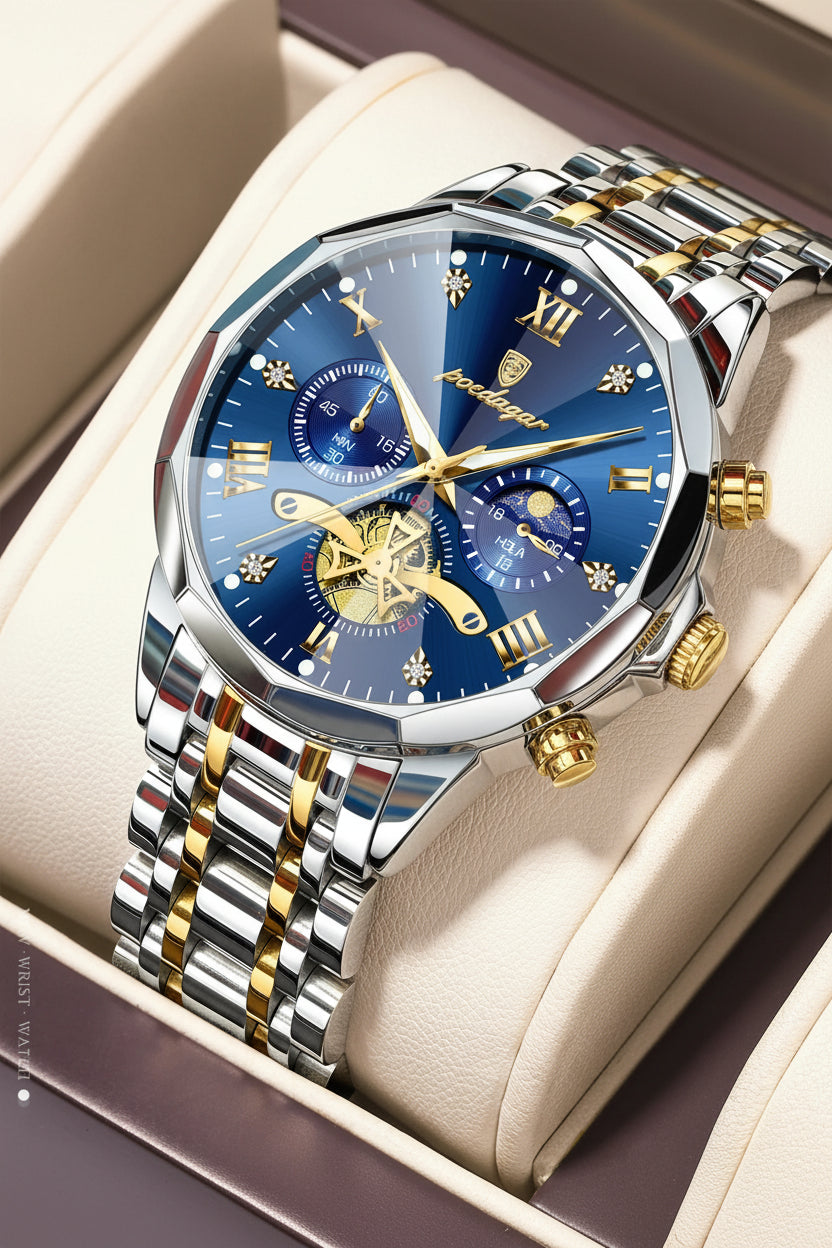 Premium Men's Chronograph Watch – Stainless Steel, Luminous, 3Bar Water‑Resistant