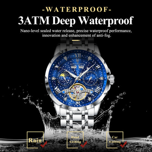 Automatic Skeleton Watch – Roman Numeral Dial with Tourbillon Style