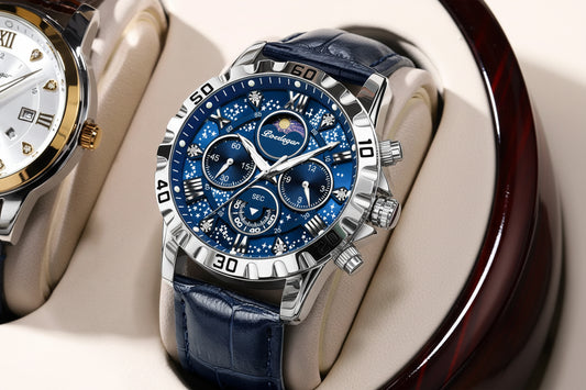 Chronograph Watch with Multiple Time Zone – Leather Strap & Sapphire Crystal