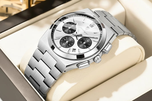 Chronograph Watch – Luminous Numberless Dial with Hidden Clasp