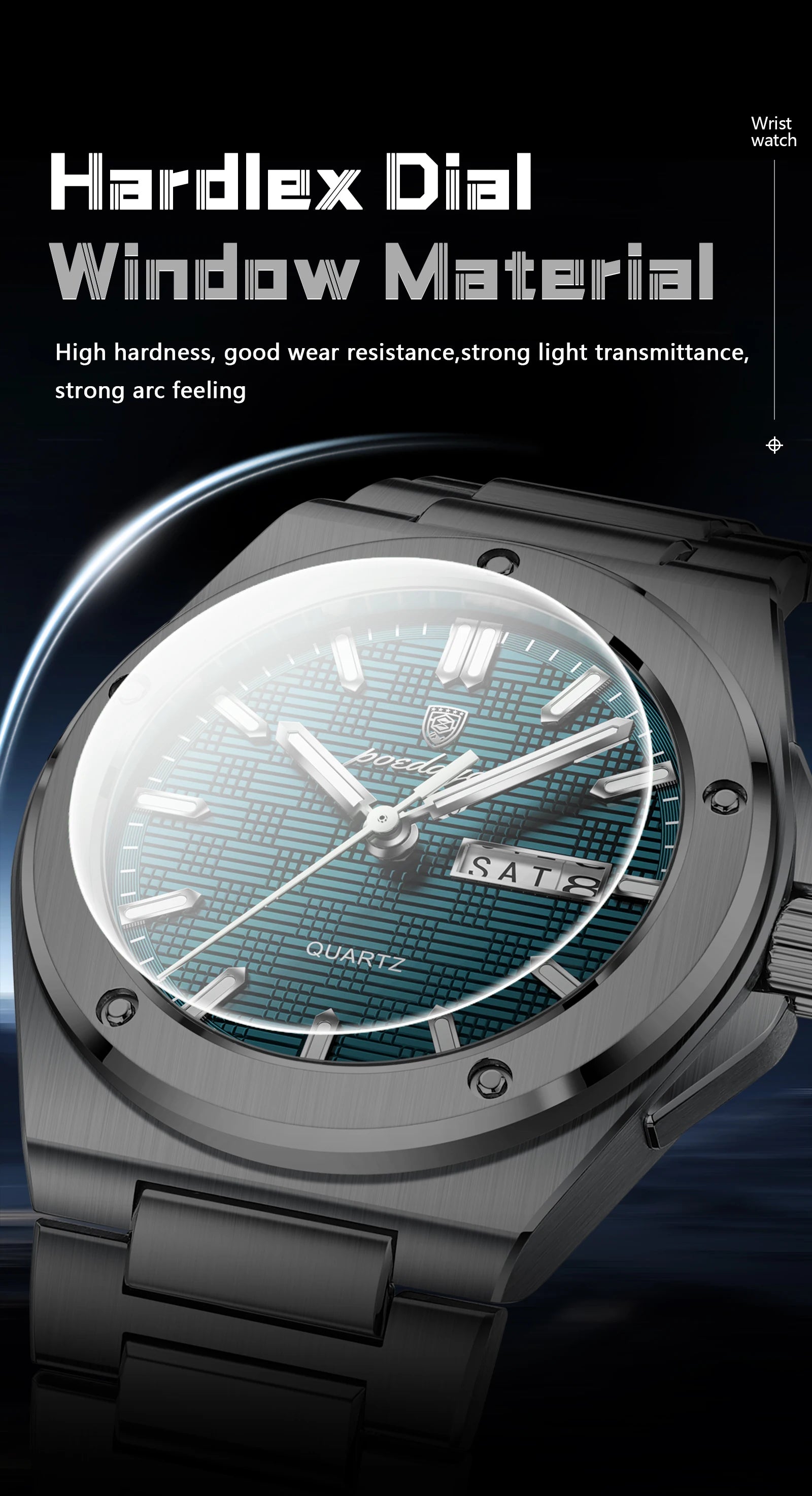 Full Calendar Business Watch – Luminous Stainless Steel with Hidden Clasp Bracelet