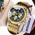 Chronograph Date Watch – Luminous Numberless Dial with Hidden Clasp Bracelet