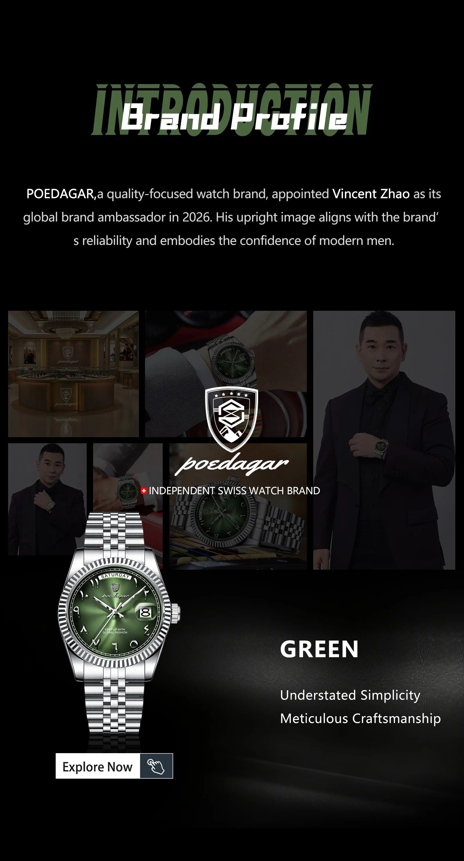Full Calendar Slim Watch – Date & Week Display with Hidden Clasp Bracelet