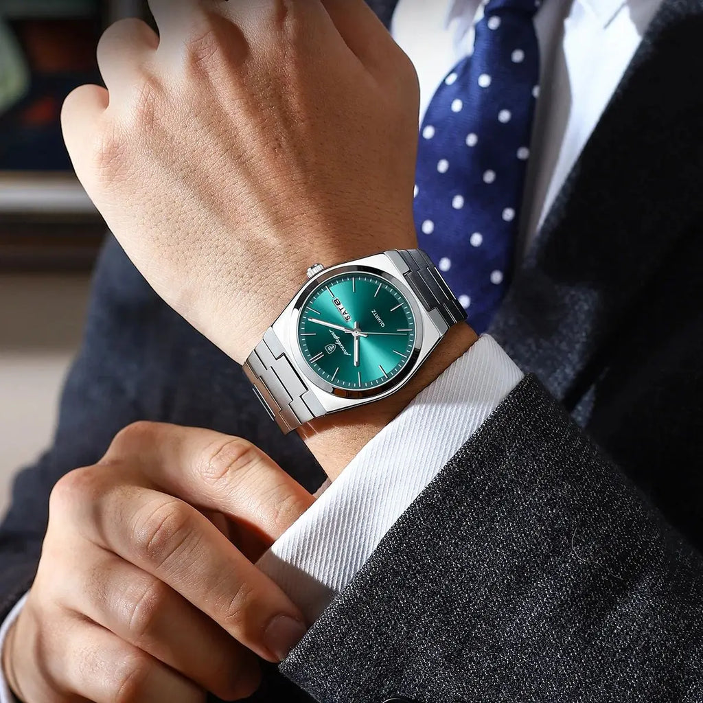 Full Calendar Sport Watch – Luminous Dial with Hidden Clasp Bracelet