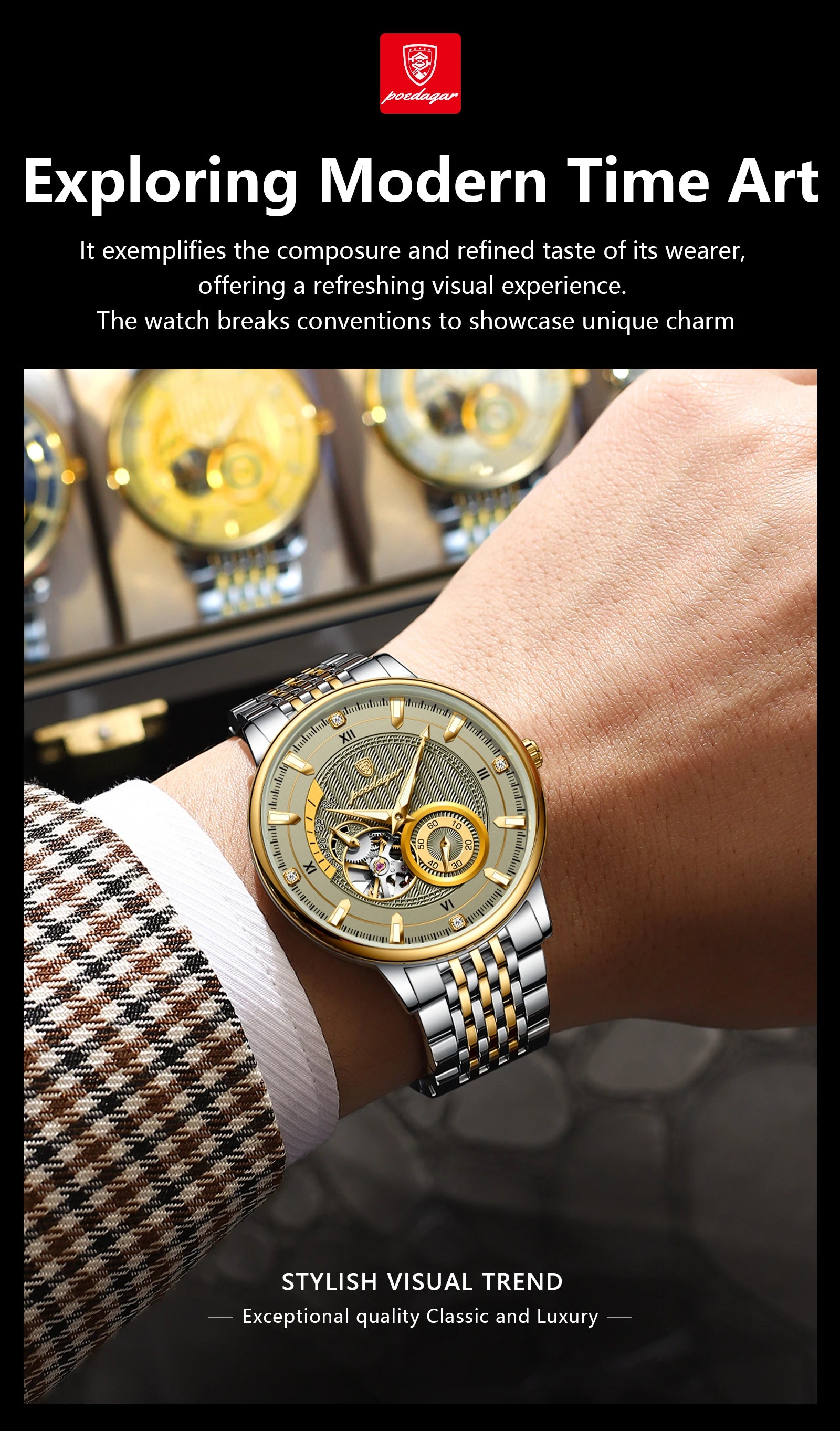 Automatic Skeleton Watch – Luminous Tourbillon Style with Sapphire Crystal