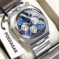 Irregular Chronograph Watch – Bold Numberless Dial with Hidden Clasp Bracelet
