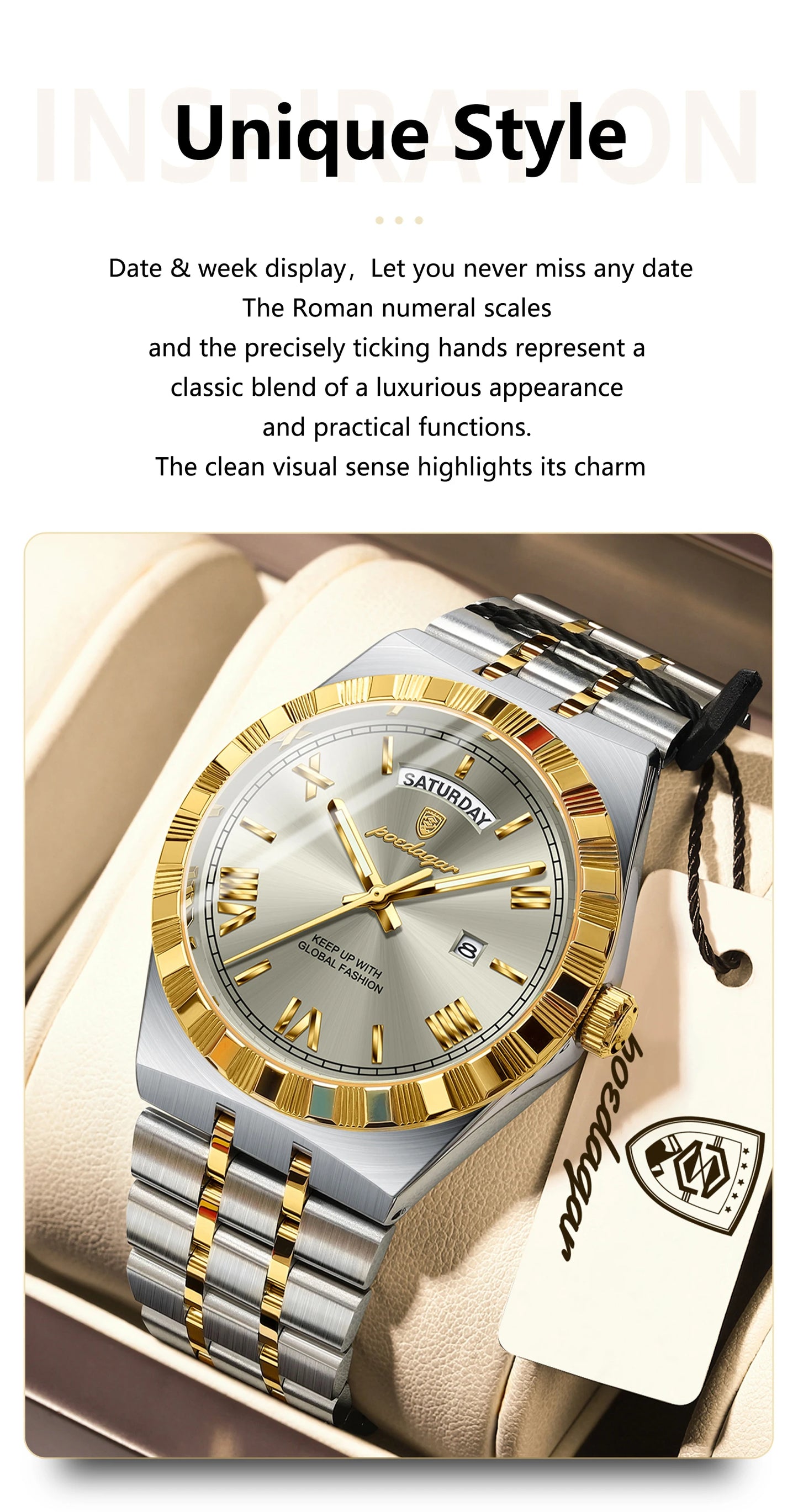 Luxury Business Chronograph – Day, Date, Luminous Dial, Steel Bracelet