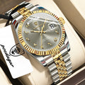 Full Calendar Slim Watch – Date & Week Display with Hidden Clasp Bracelet