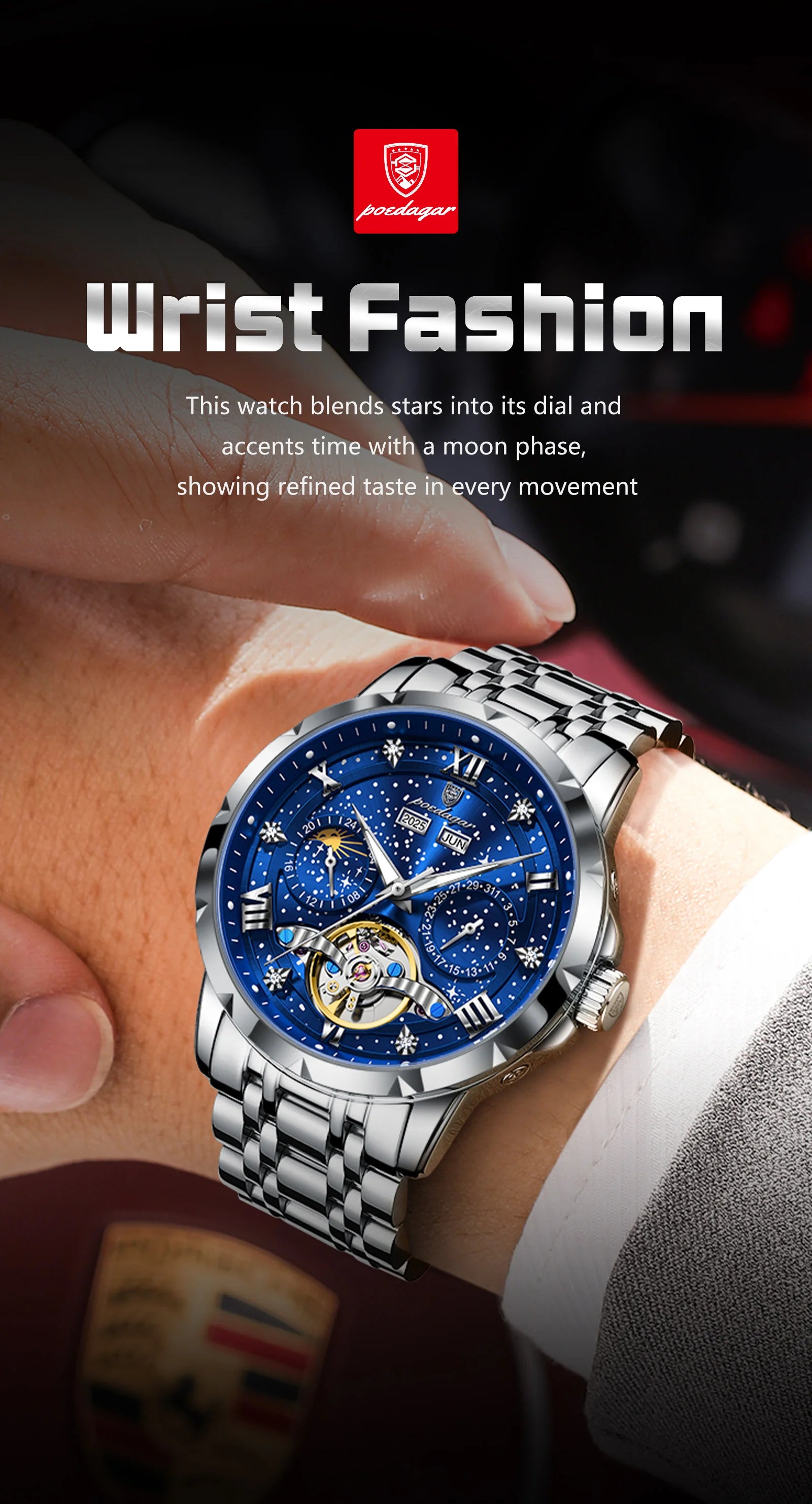 Automatic Skeleton Watch – Roman Numeral Dial with Tourbillon Style