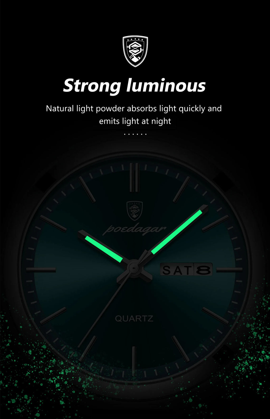 Full Calendar Sport Watch – Luminous Dial with Hidden Clasp Bracelet